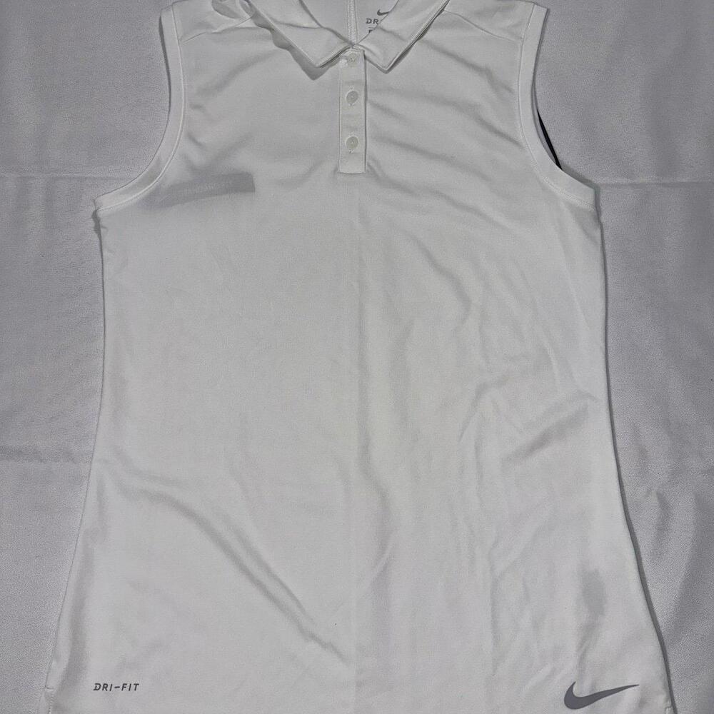 Nike White Sleeveless Polo Top
